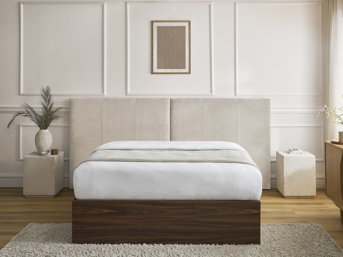 Lit coffre ALTIRA en bois foncé et texturé beige — vue 5