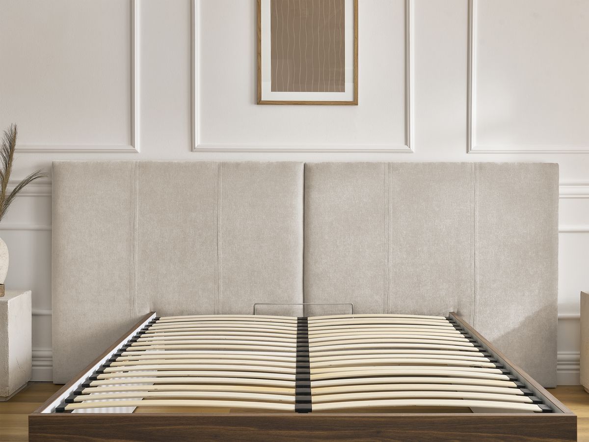 ALTIRA opbergbed in donker hout en structuurstof