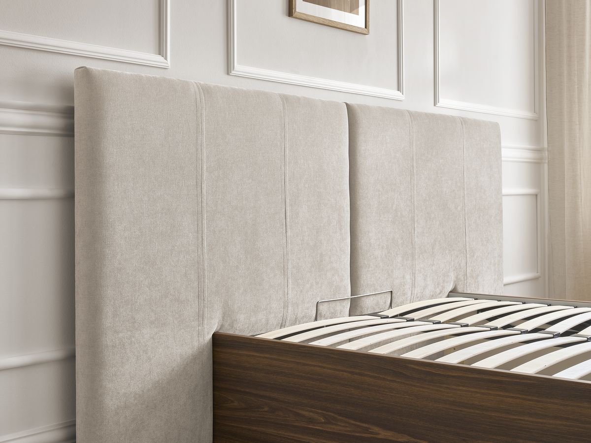 ALTIRA opbergbed in donker hout en structuurstof