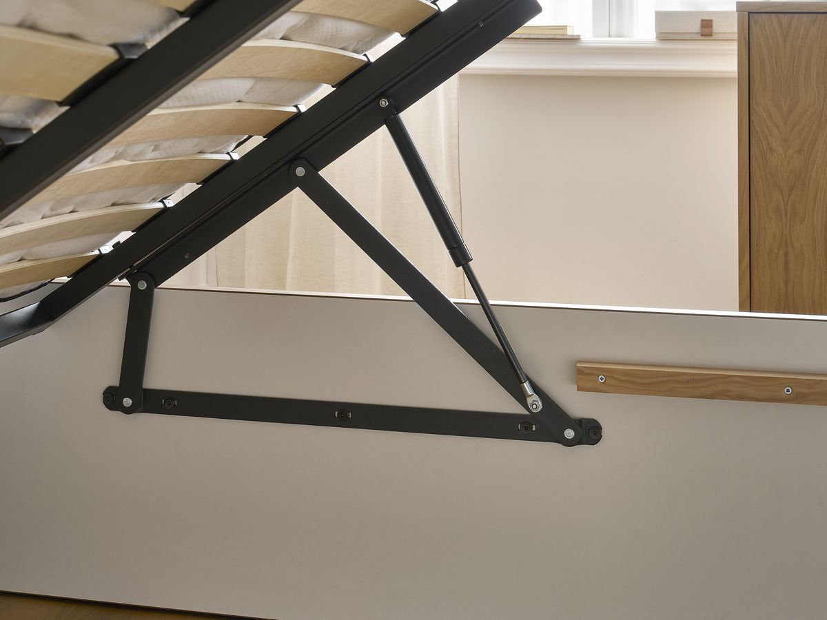 ALTIRA opbergbed in donker hout en structuurstof
