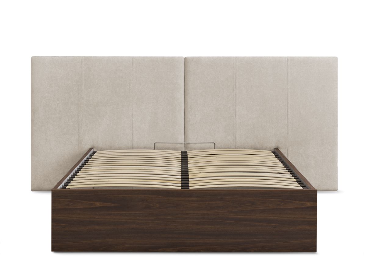 ALTIRA opbergbed in donker hout en structuurstof