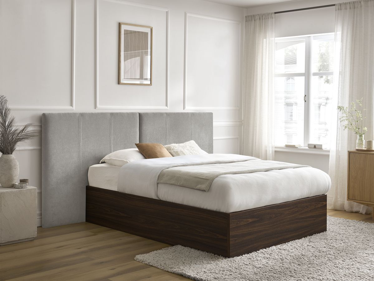 Lit coffre ALTIRA en bois foncé et texturé gris — vue 4