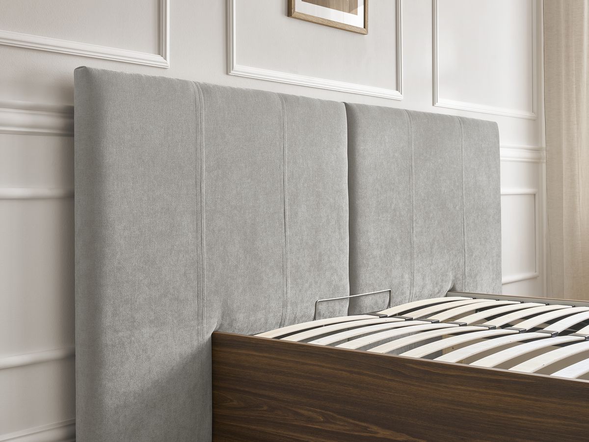 ALTIRA opbergbed in donker hout en structuurstof