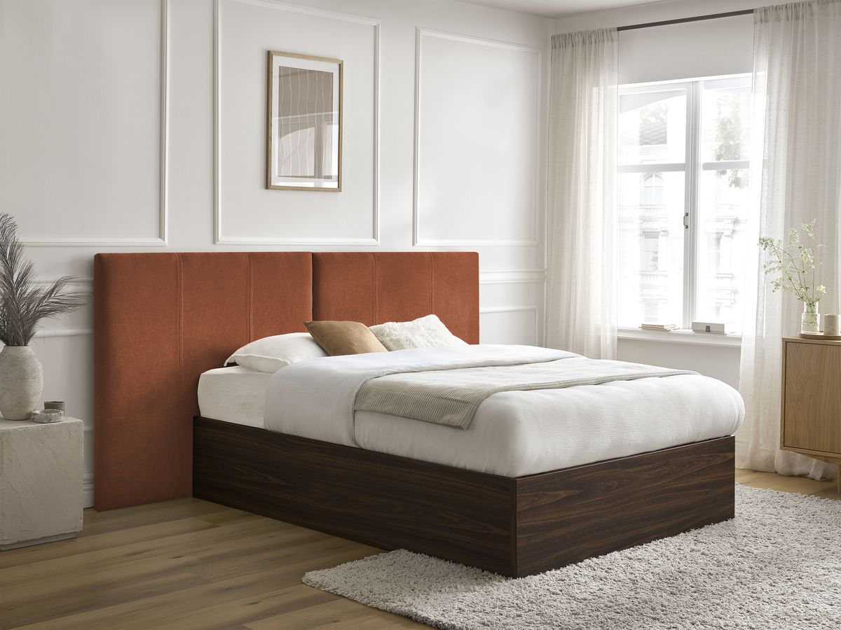 Lit coffre ALTIRA en bois foncé et texturé orange — vue 4