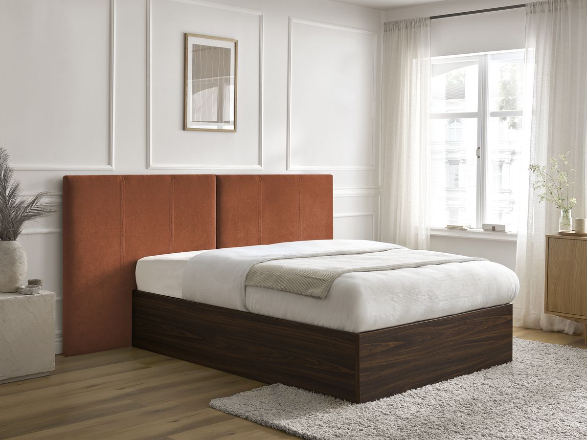 Lit coffre ALTIRA en bois foncé et texturé orange — vue 6