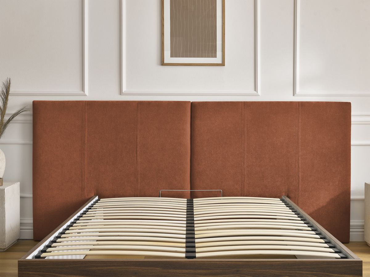 ALTIRA opbergbed in donker hout en structuurstof