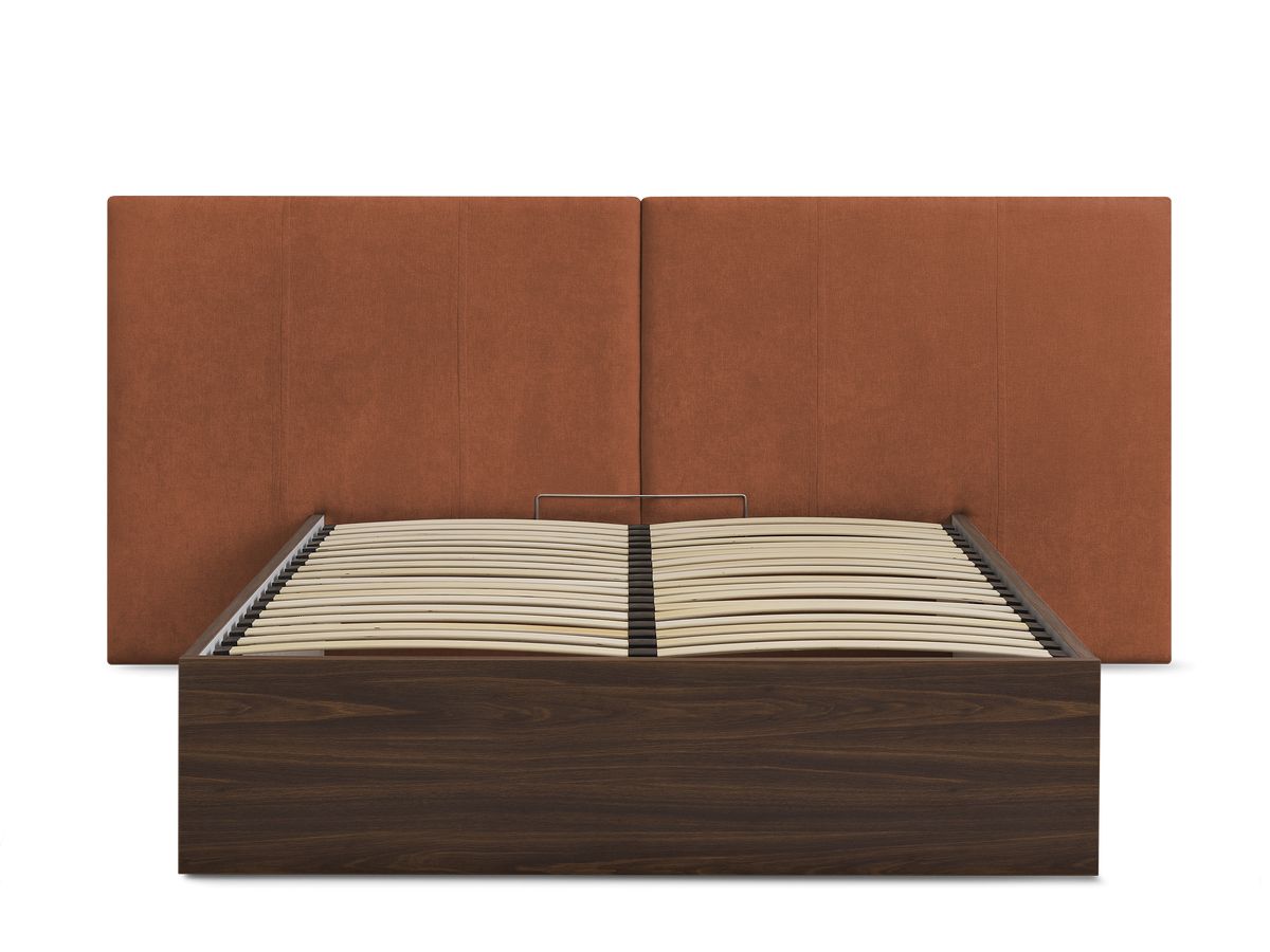ALTIRA opbergbed in donker hout en structuurstof