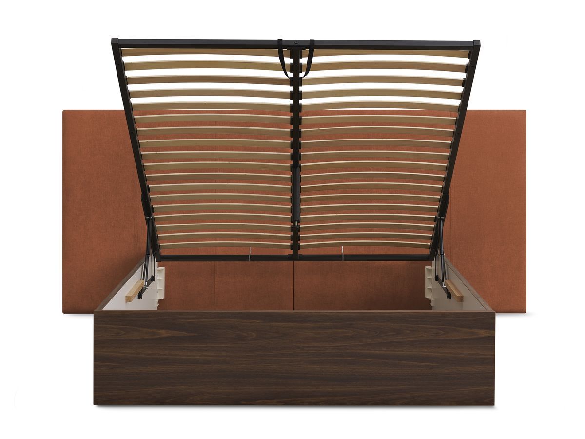 ALTIRA opbergbed in donker hout en structuurstof