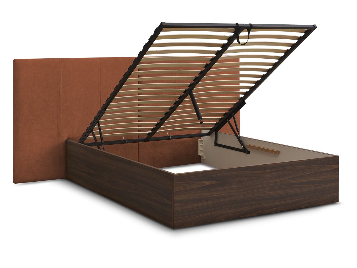 ALTIRA opbergbed in donker hout en structuurstof