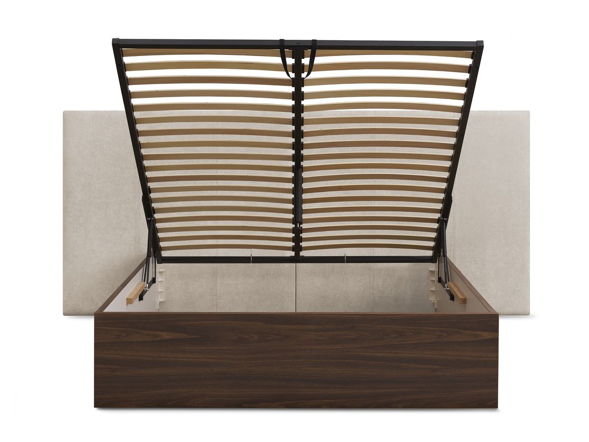 ALTIRA opbergbed in donker hout en structuurstof