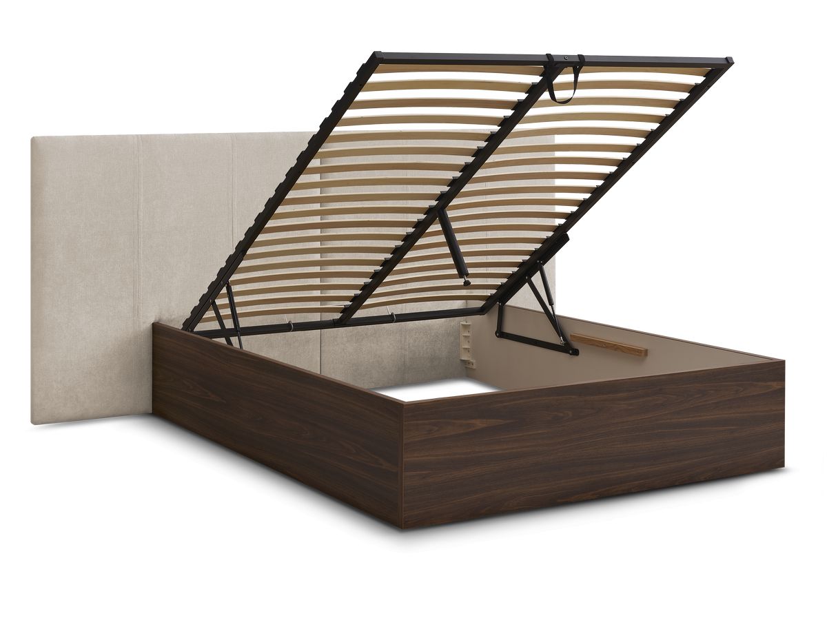 ALTIRA opbergbed in donker hout en structuurstof