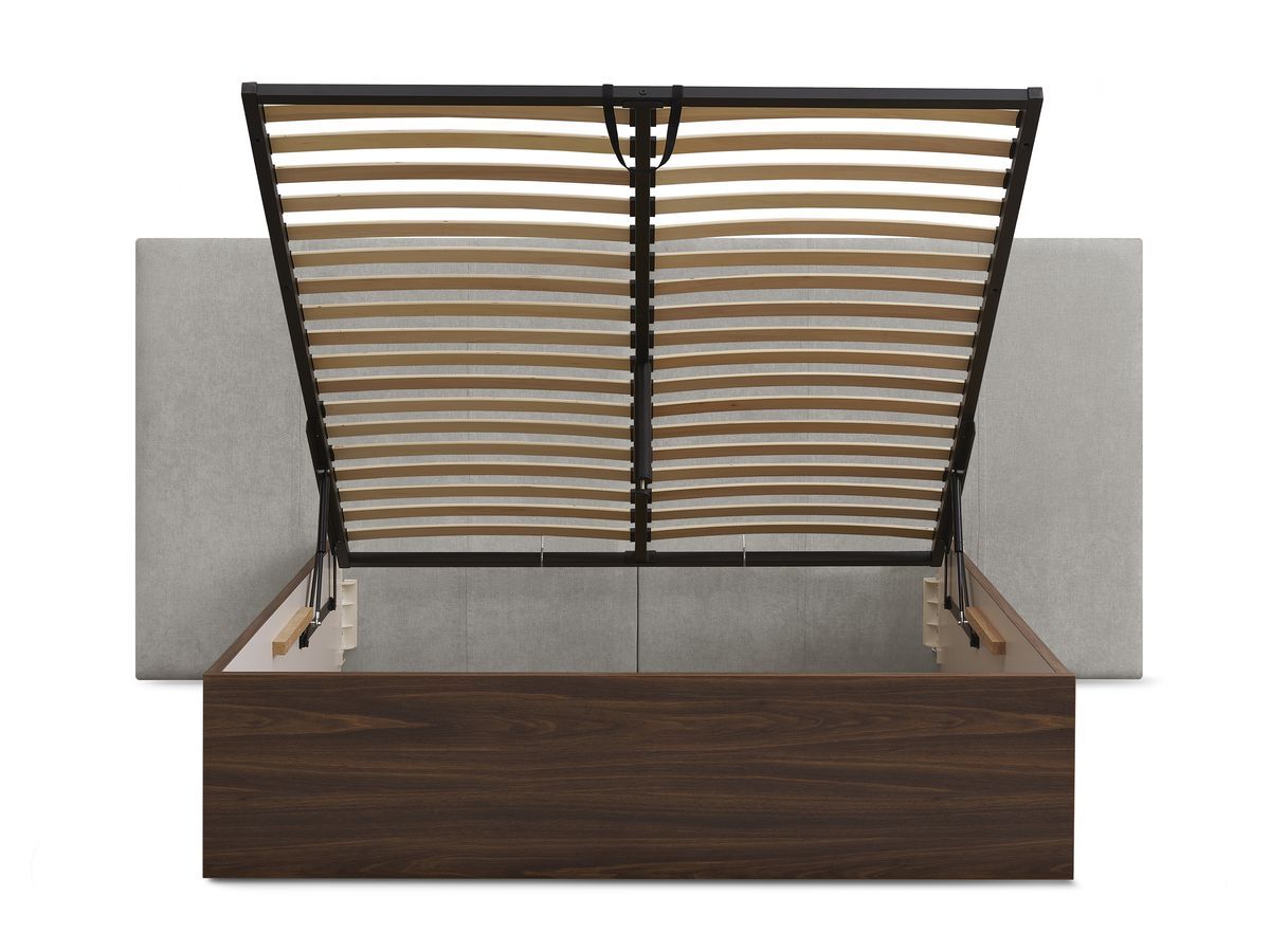 ALTIRA opbergbed in donker hout en structuurstof