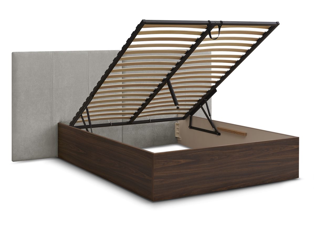 ALTIRA opbergbed in donker hout en structuurstof