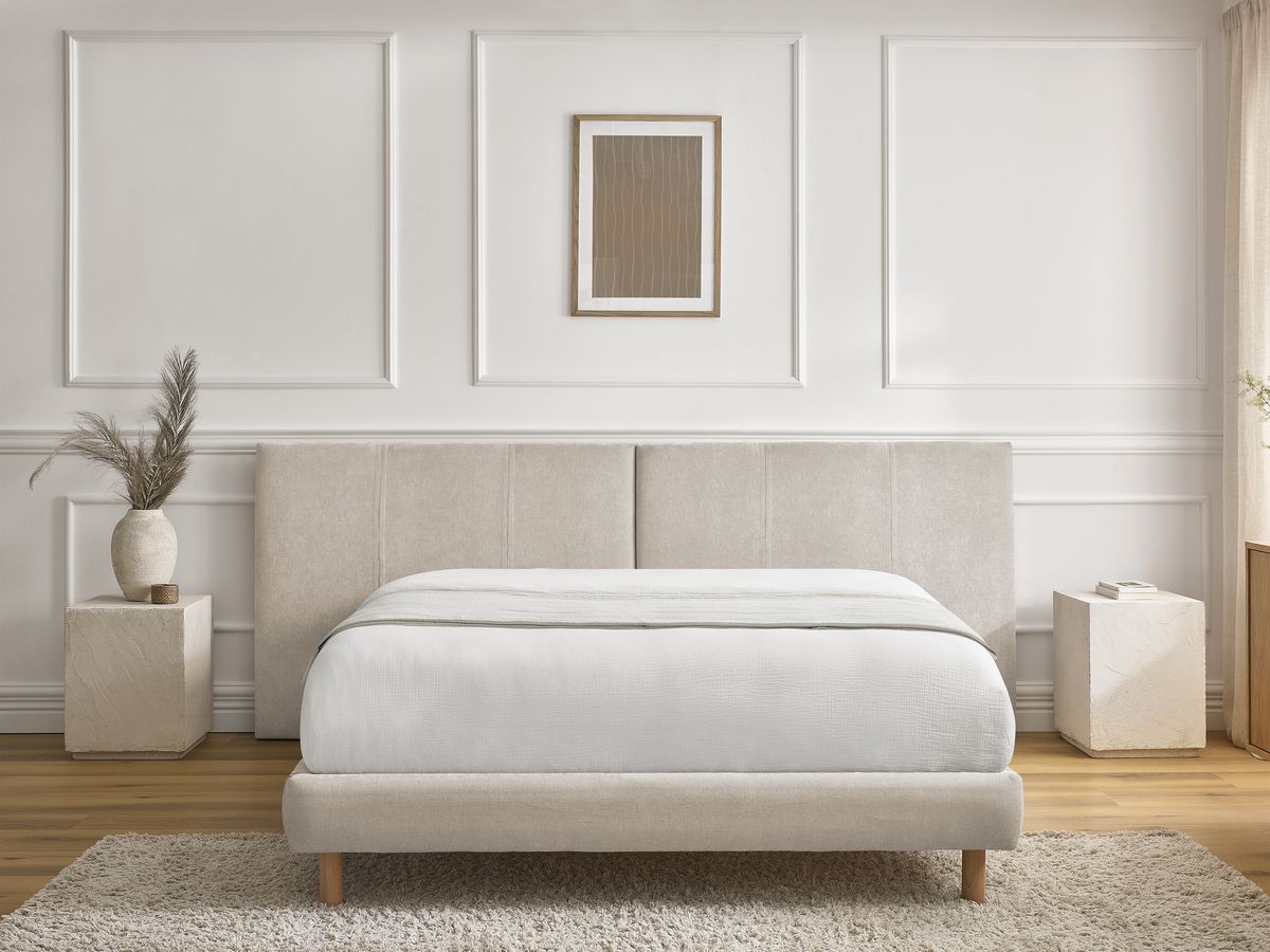 Lit ALTIRA tissu texturé avec lattes massives
