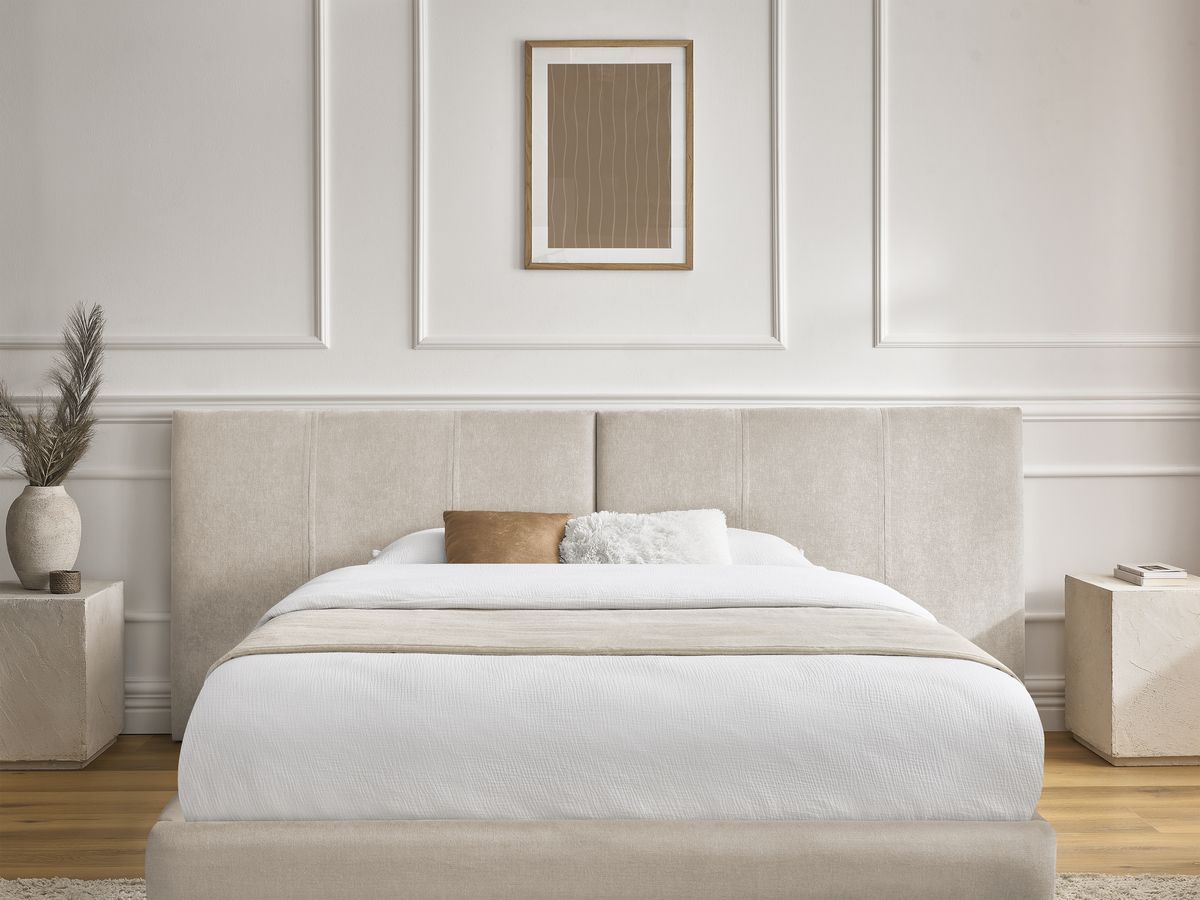 Lit ALTIRA tissu texturé avec lattes massives