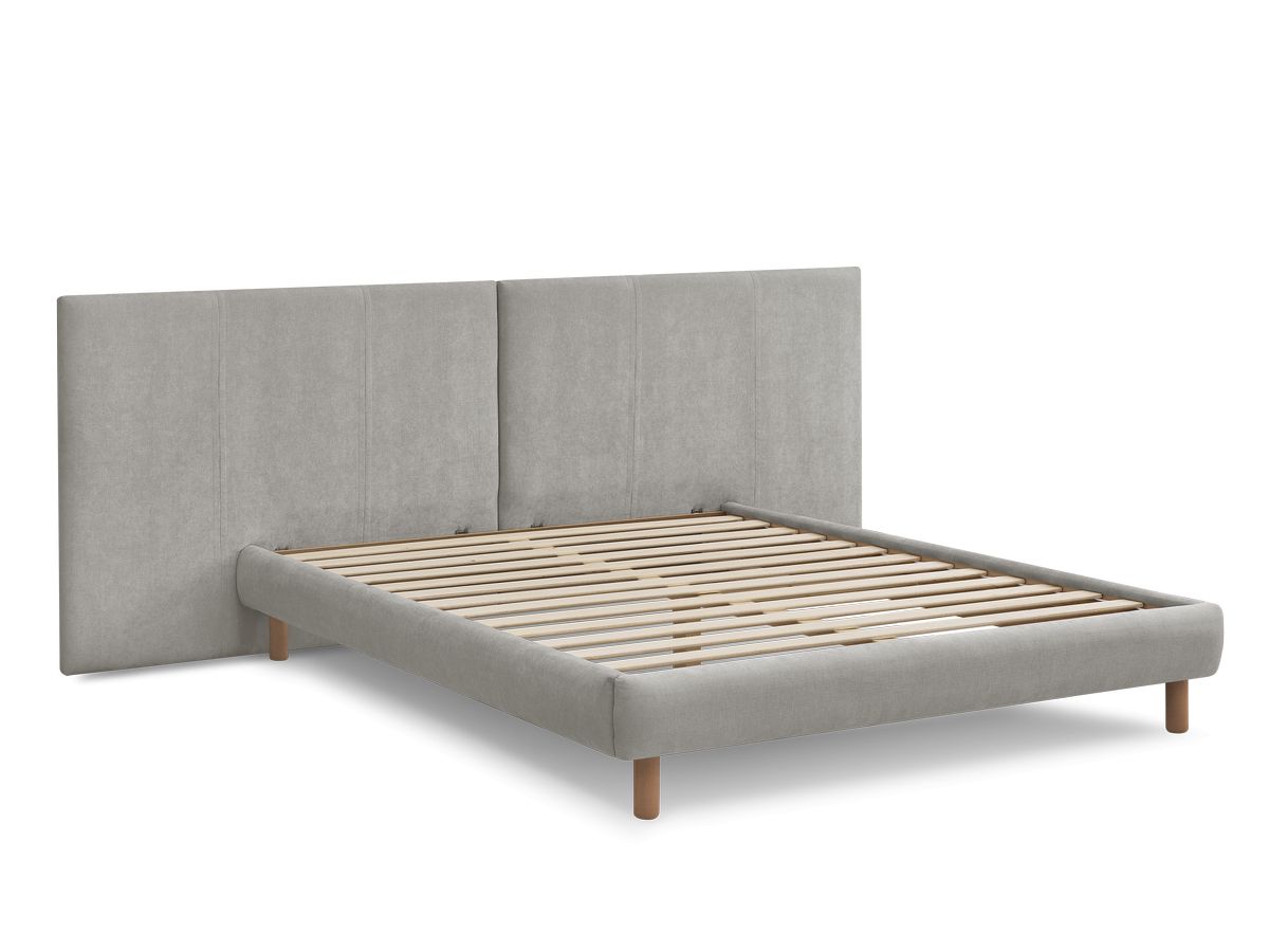 lit altira tissu texturé avec lattes massives de couleur gris