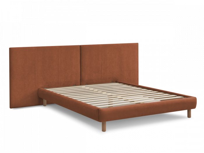 Lit ALTIRA tissu texturé avec lattes massives