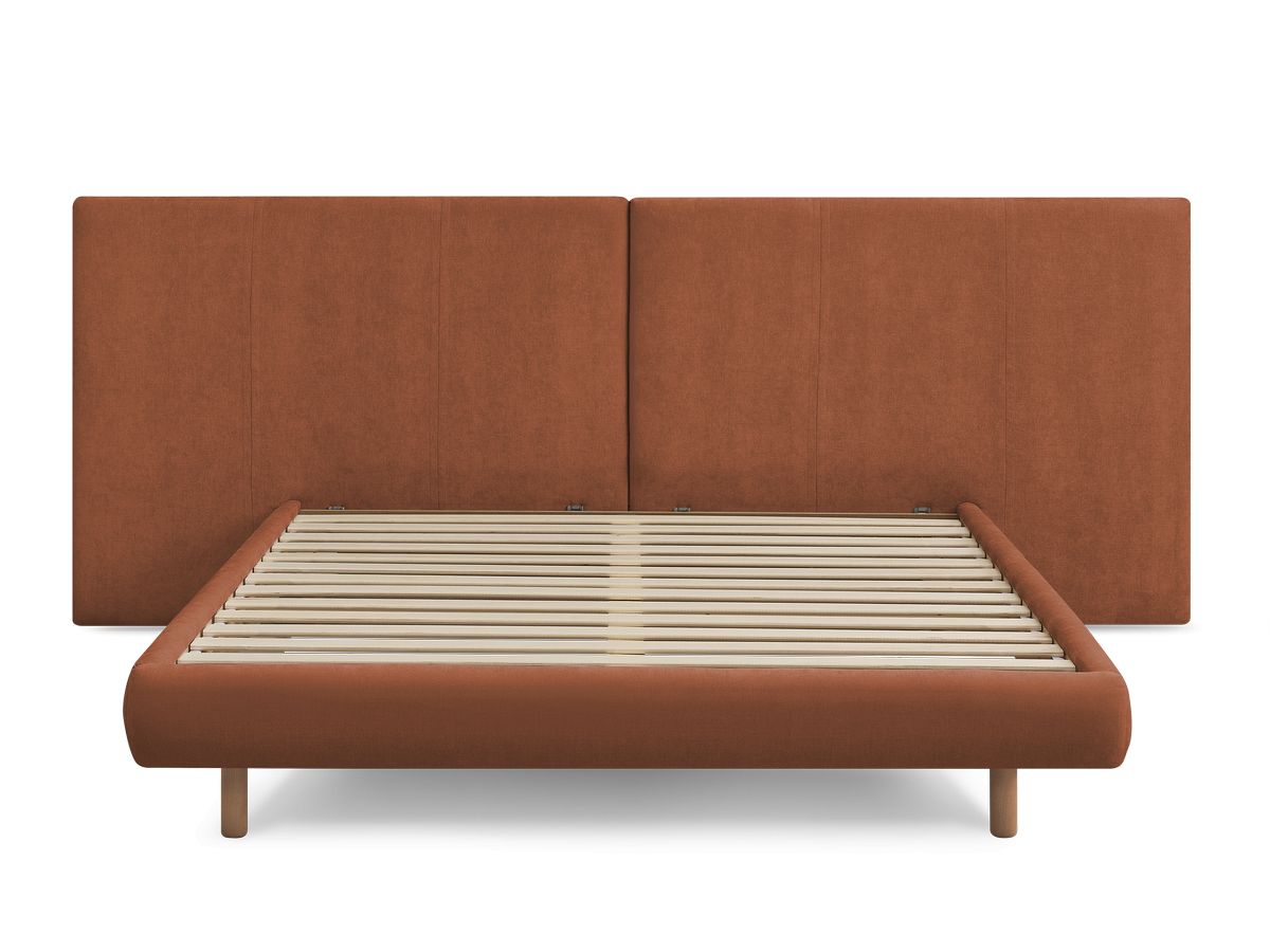 Lit ALTIRA tissu texturé avec lattes massives