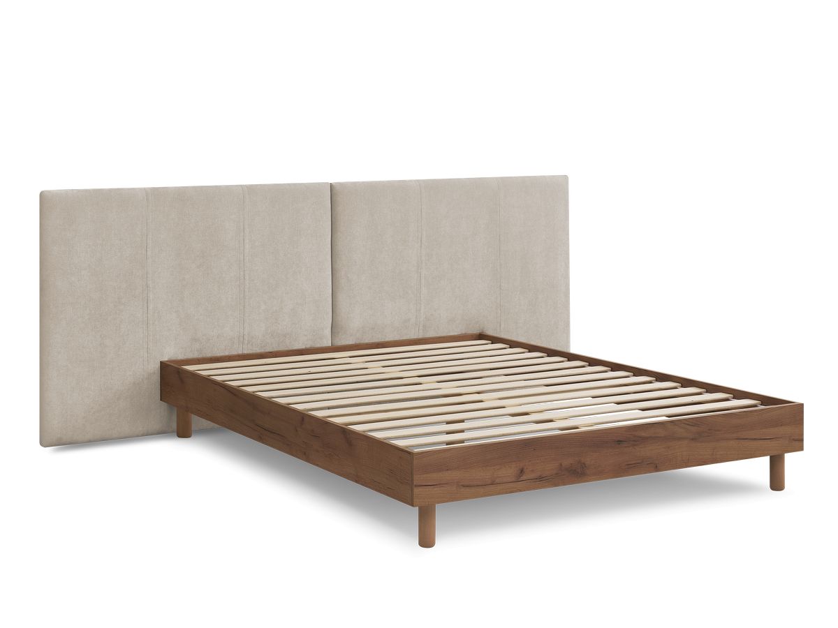 lit altira bois clair avec lattes massives de couleur beige