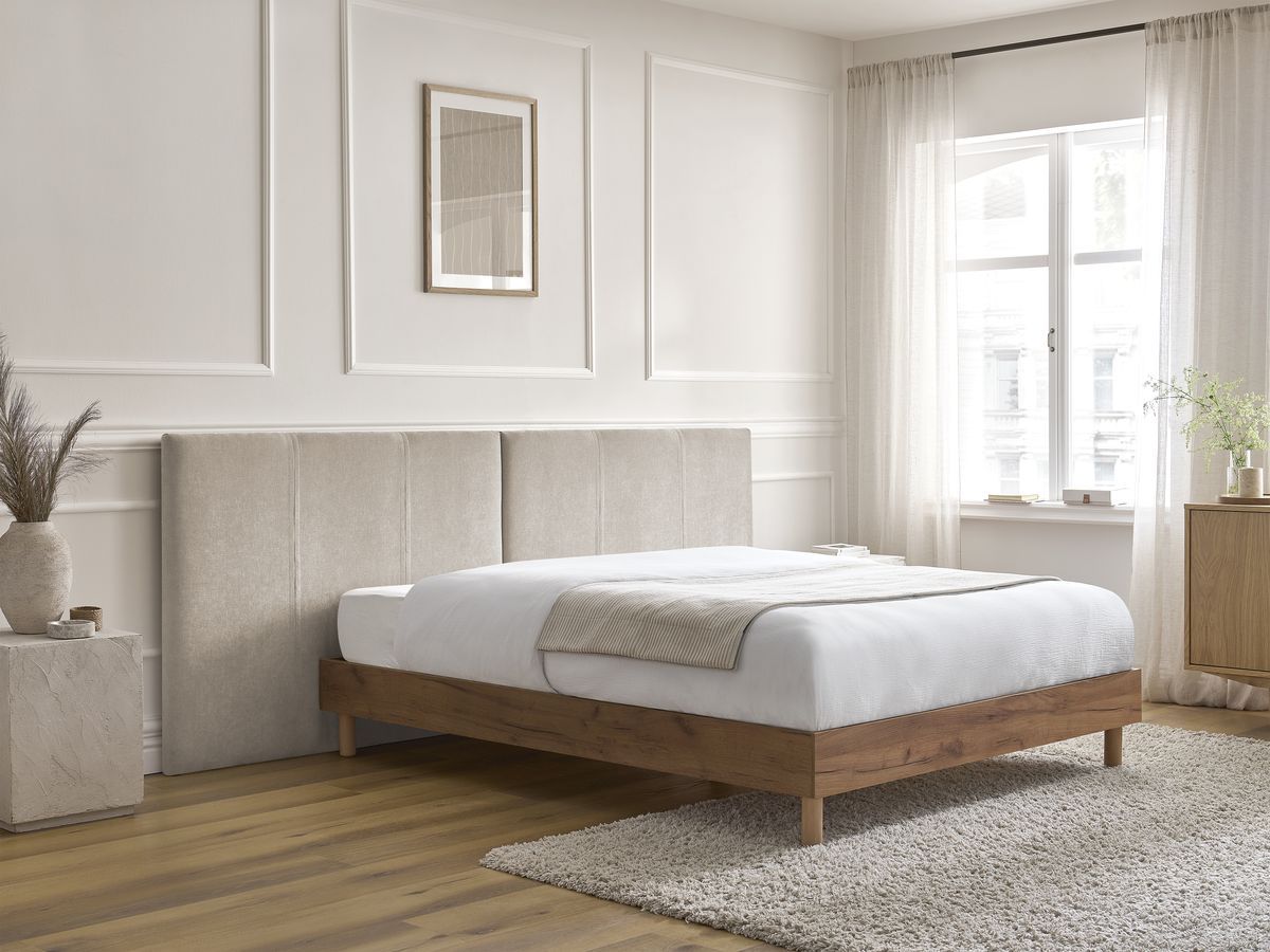 Lit ALTIRA bois clair avec lattes massives beige — vue 6