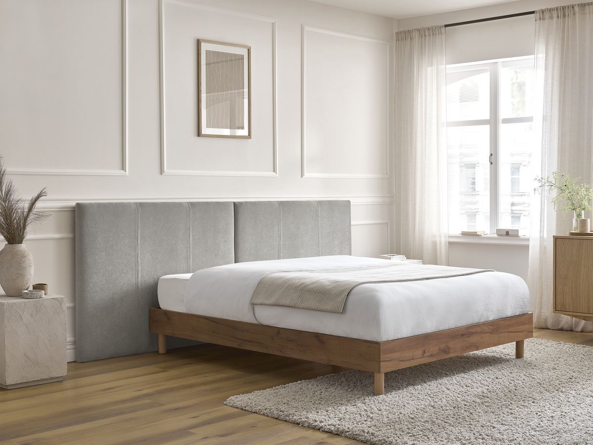 Lit ALTIRA bois clair avec lattes massives gris — vue 6