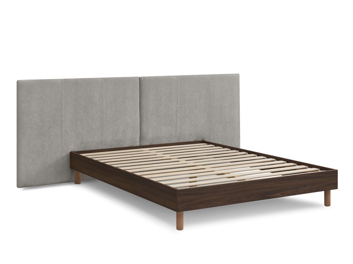 lit altira bois foncé avec lattes massives de couleur gris