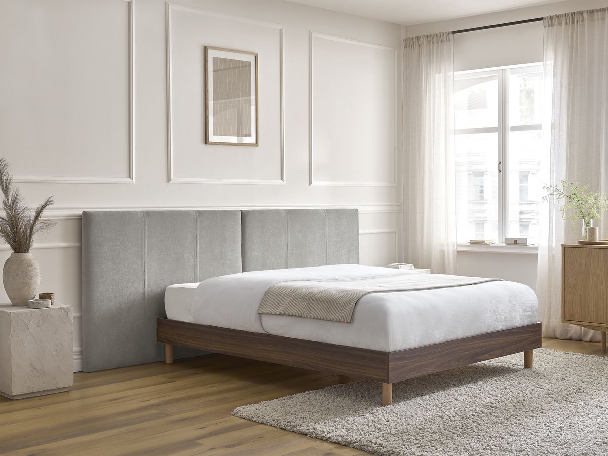 Lit ALTIRA bois foncé avec lattes massives gris — vue 6