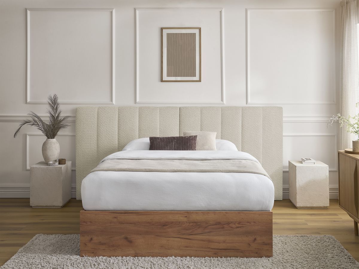 TIMO opbergbed in licht hout en badstof