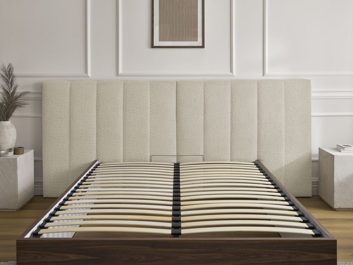 TIMO opbergbed in donker hout en badstof