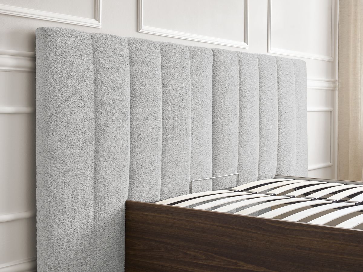 TIMO opbergbed in donker hout en badstof