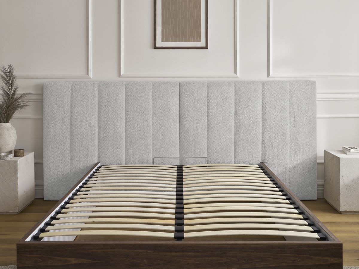 TIMO opbergbed in donker hout en badstof