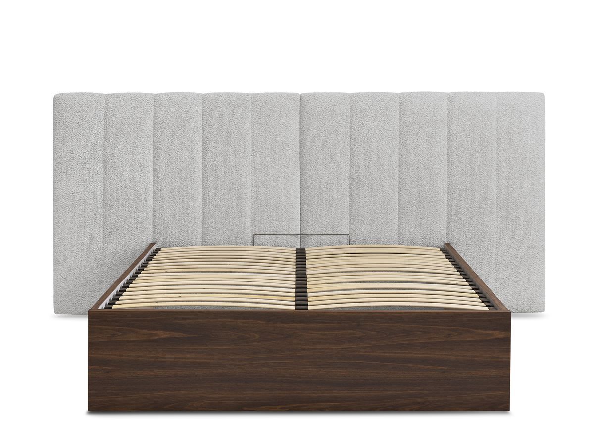 TIMO opbergbed in donker hout en badstof