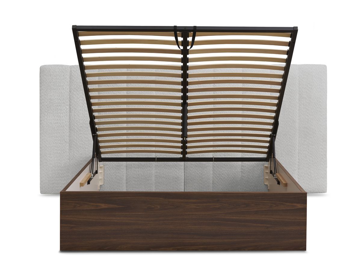 TIMO opbergbed in donker hout en badstof