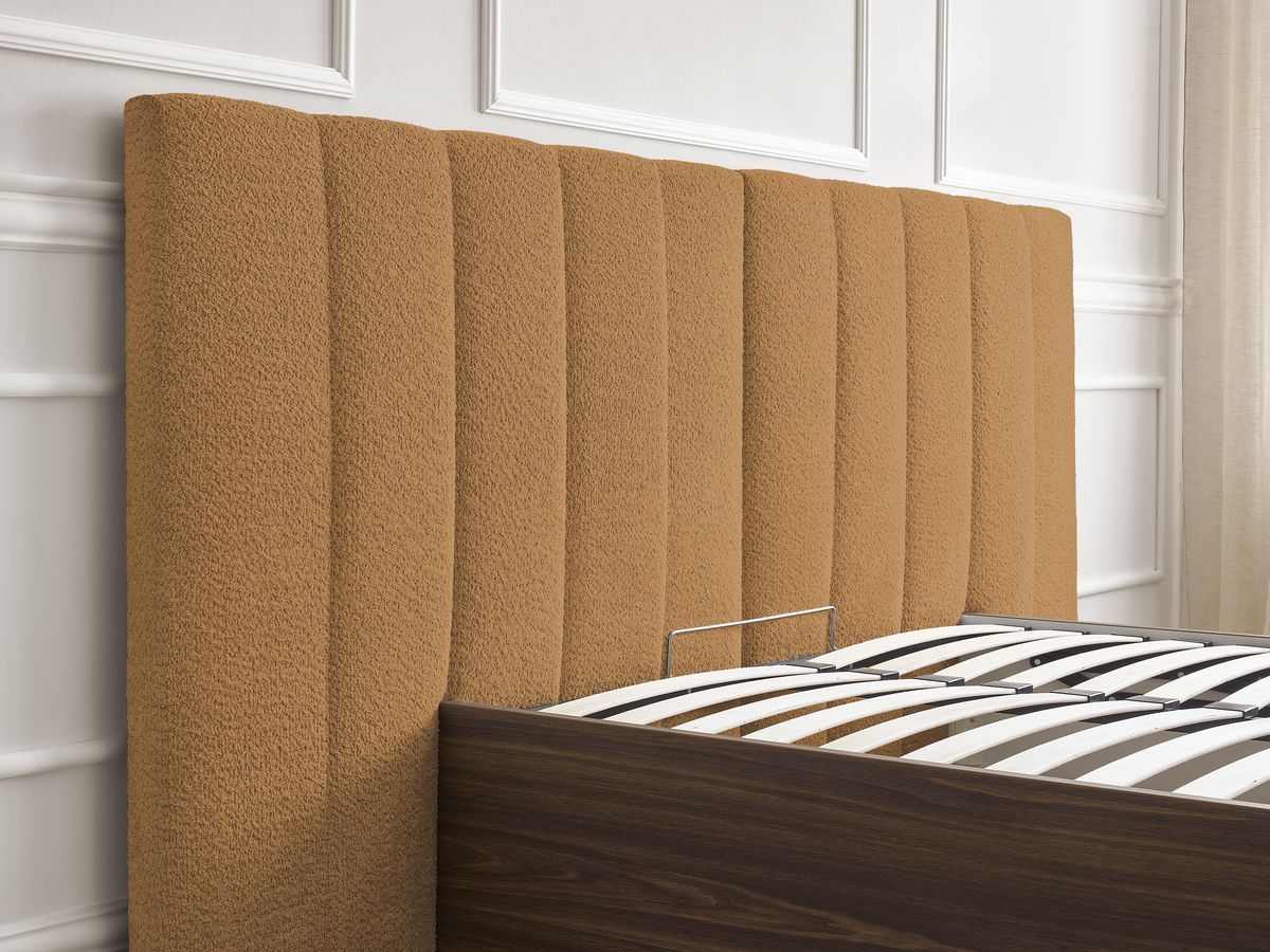TIMO opbergbed in donker hout en badstof