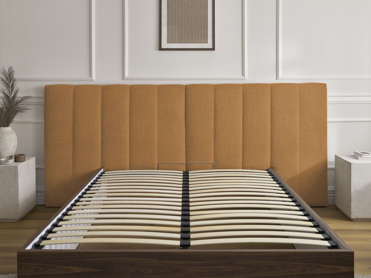 TIMO opbergbed in donker hout en badstof