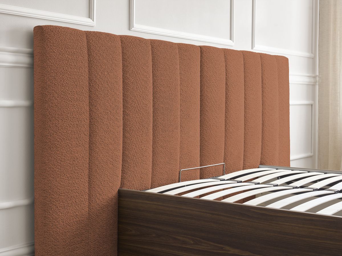 TIMO opbergbed in donker hout en badstof