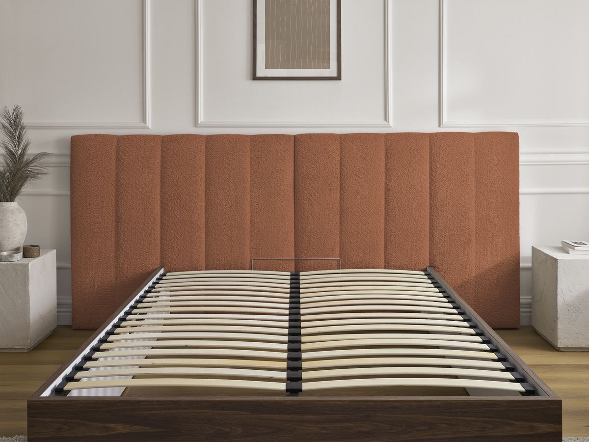 TIMO opbergbed in donker hout en badstof