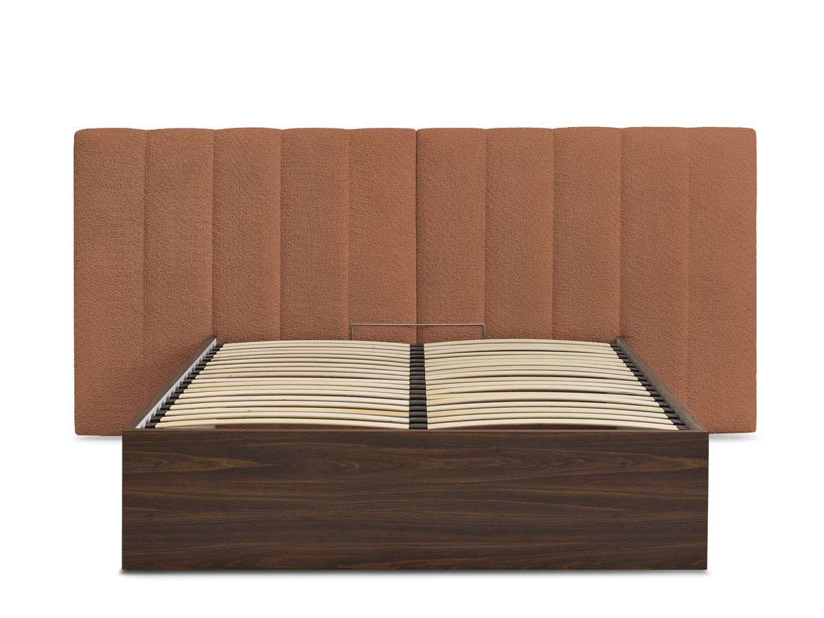 TIMO opbergbed in donker hout en badstof