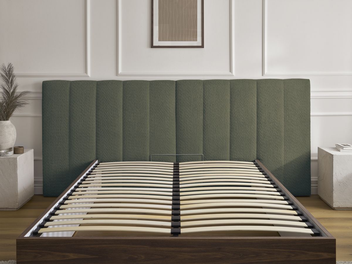 TIMO opbergbed in donker hout en badstof