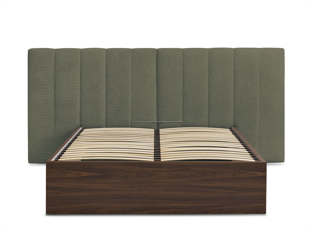 TIMO opbergbed in donker hout en badstof