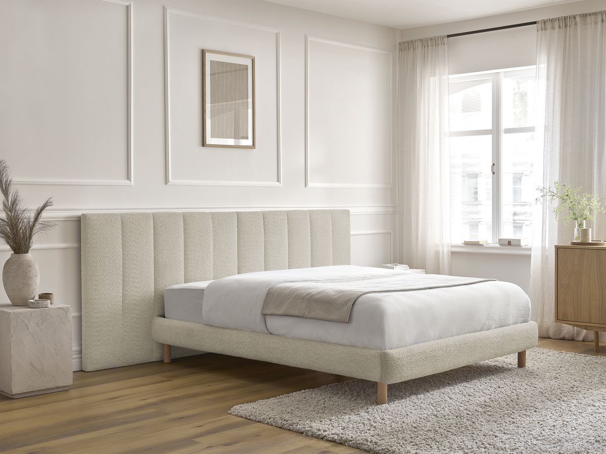 Lit TIMO bouclette avec lattes massives beige — vue 6