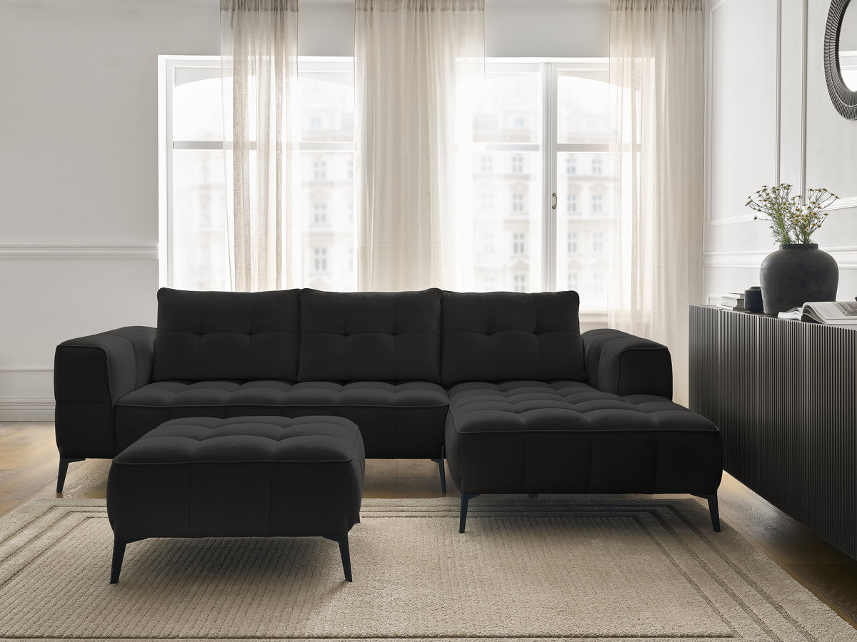 Canapé d'angle ANIS texturé avec pouf noir — vue 5