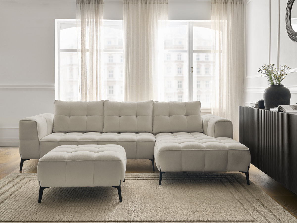 Canapé d'angle ANIS texturé avec pouf beige — vue 5