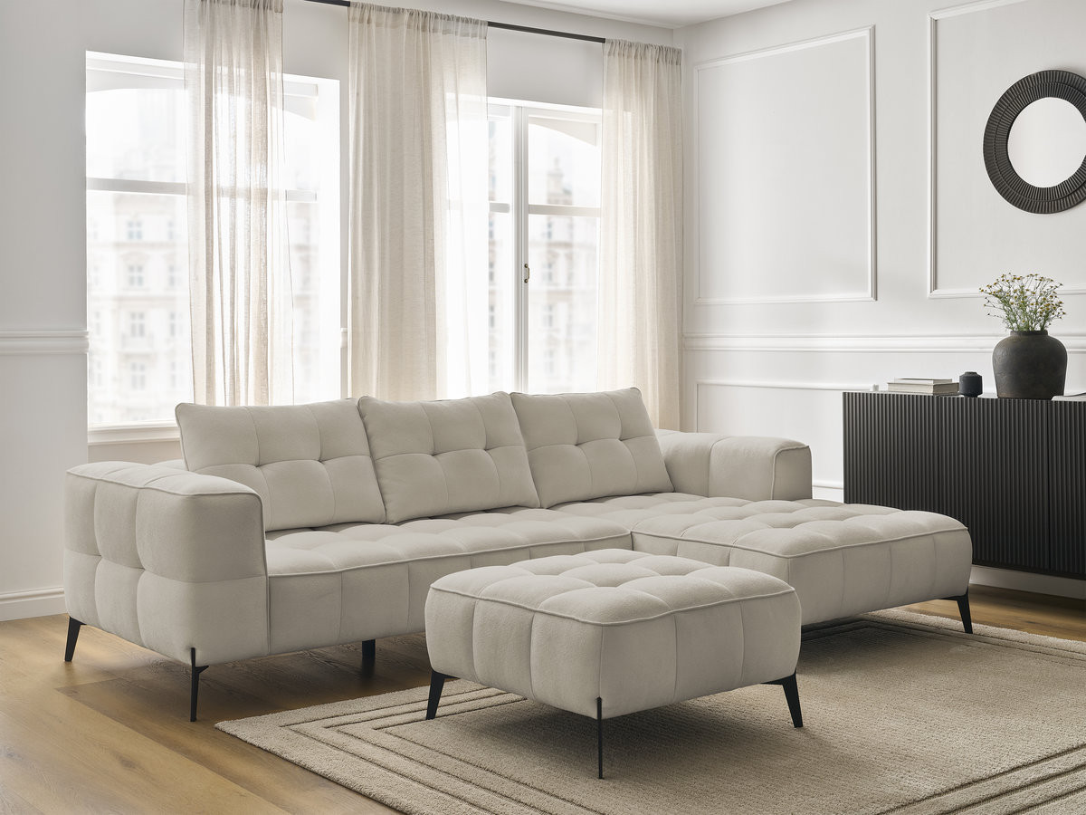 Canapé d'angle ANIS texturé avec pouf beige — vue 6