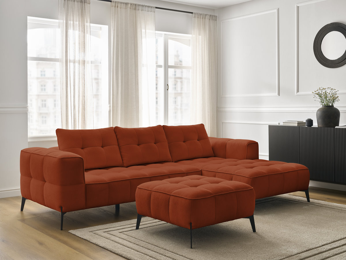 Canapé d'angle ANIS texturé avec pouf orange — vue 6