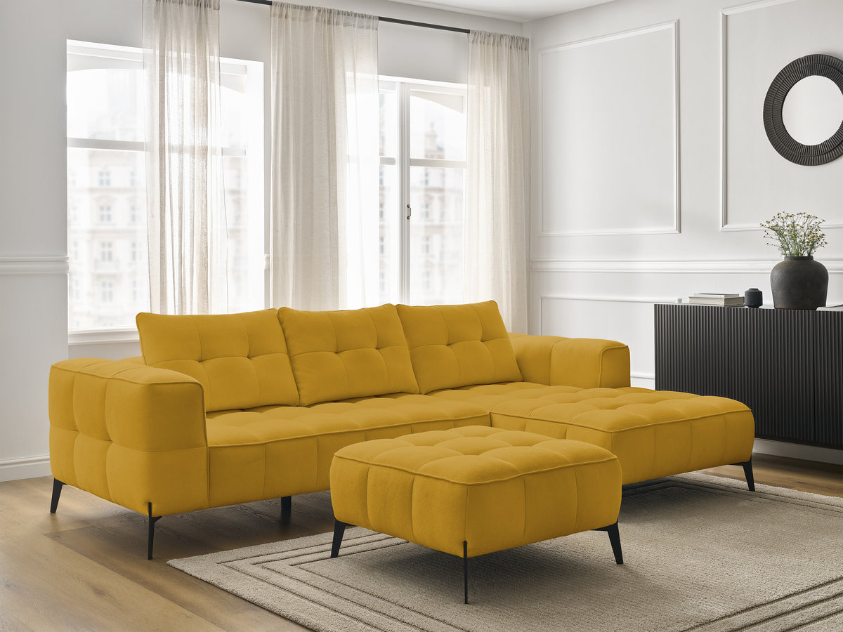 Canapé d'angle ANIS texturé avec pouf jaune — vue 6