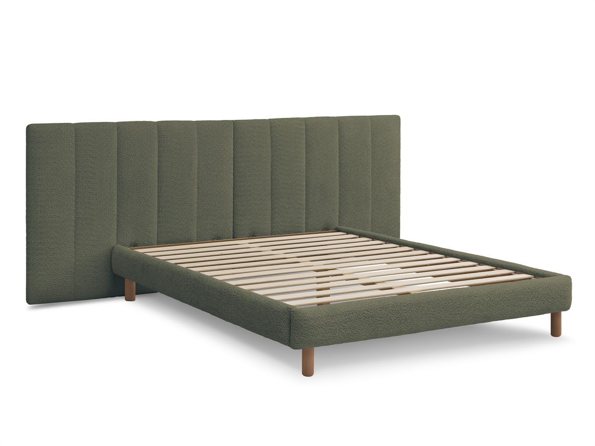 lit timo tissu bouclette avec lattes massives de couleur vert