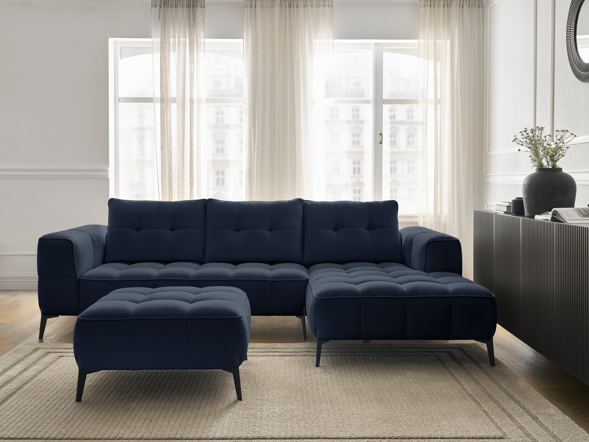 Canapé d'angle ANIS texturé avec pouf bleu — vue 5