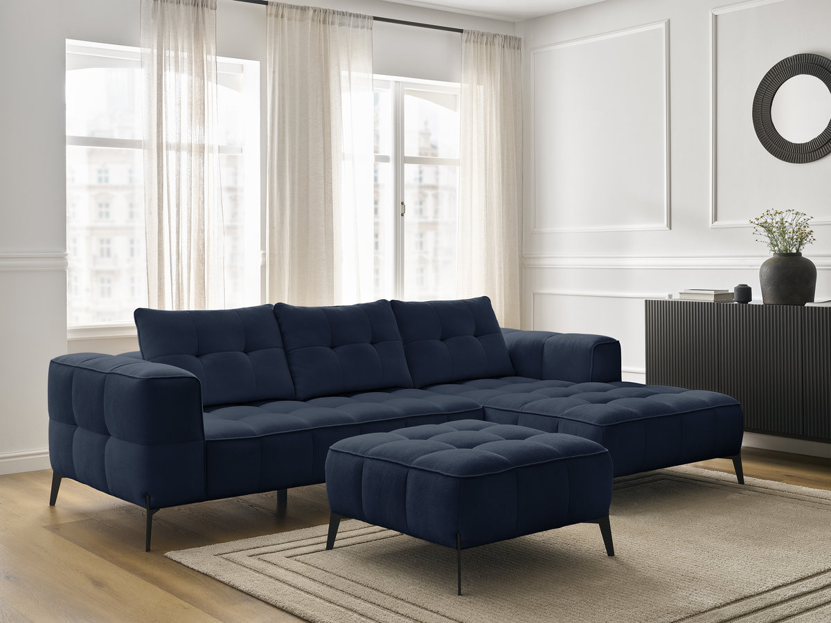 Canapé d'angle ANIS texturé avec pouf bleu — vue 6