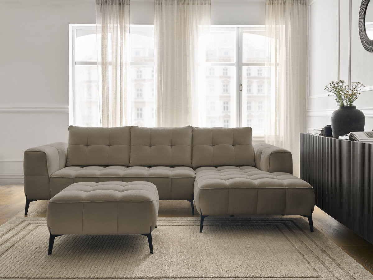 Canapé d'angle ANIS texturé avec pouf taupe — vue 5